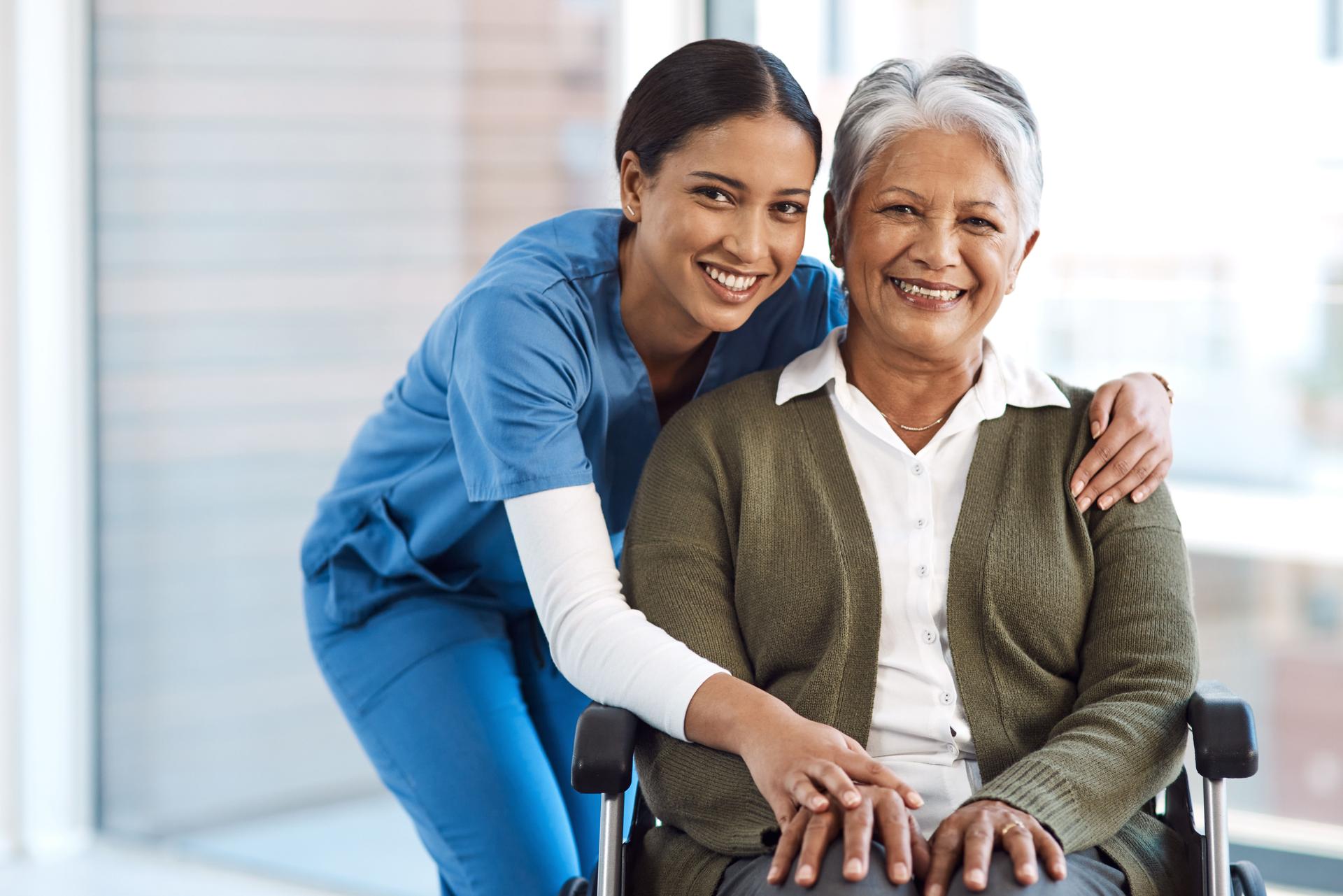 Cropped portrait of an attractive young female nurse with a senior wheelchair-bound patient